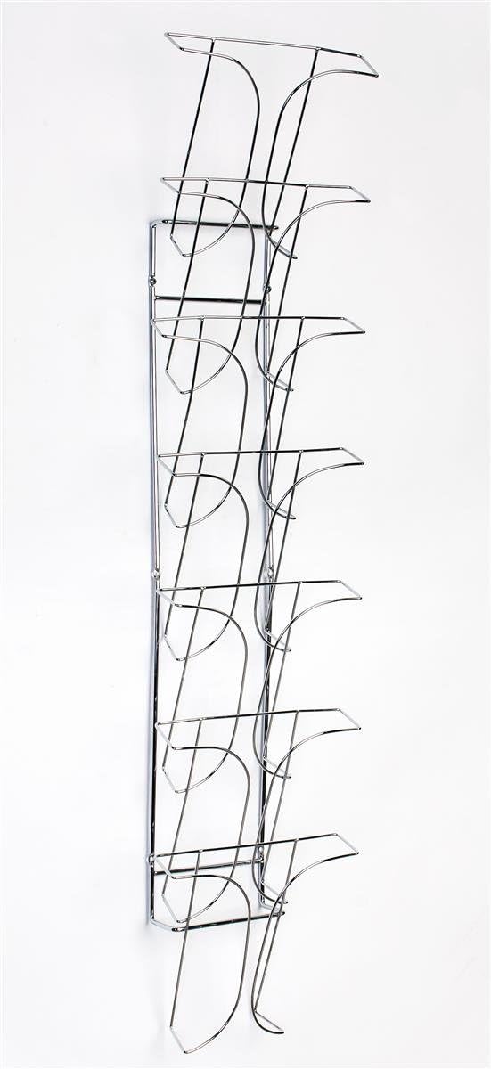 Displays2go Set of 2 - 7-Pocket Wire Magazine Rack with Vertically-Stacked Pockets, Wall Mounted