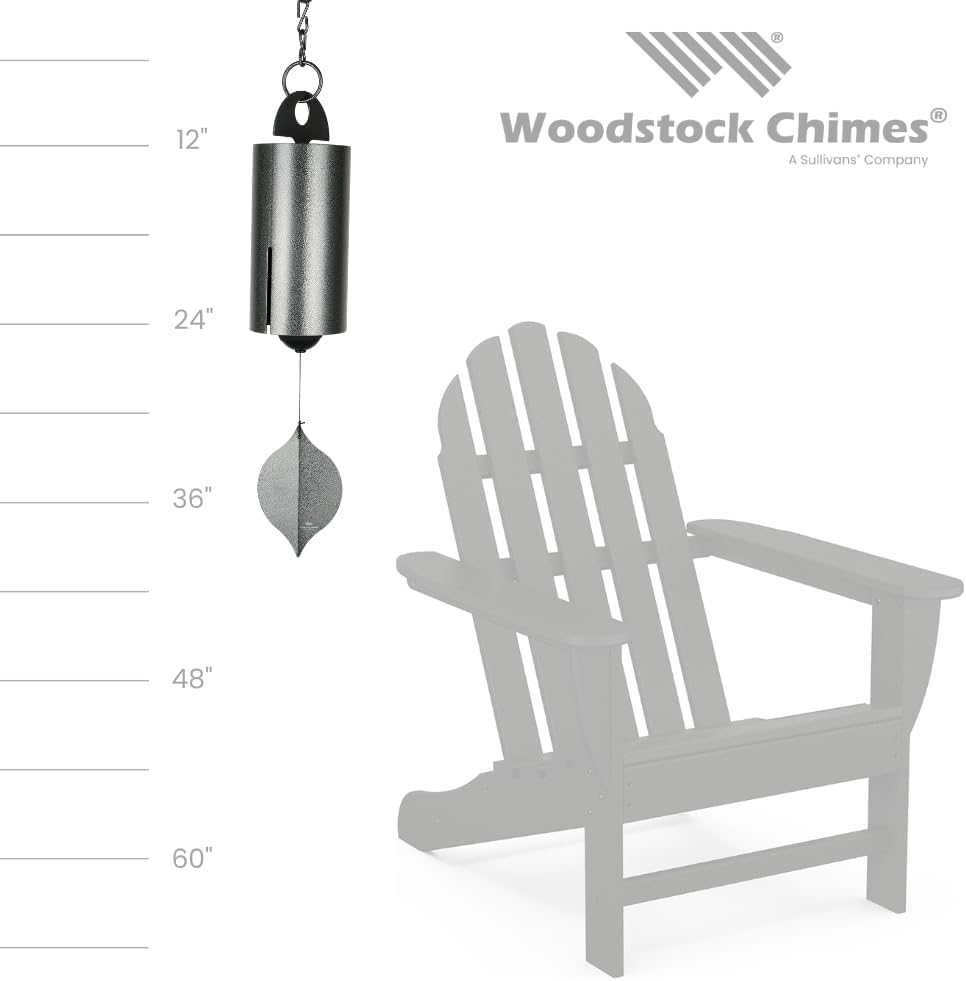 Woodstock Chimes Heroic Windbell Wind Chime for Outside 40" Large Silver,Deep Tone Sound, Outdoor