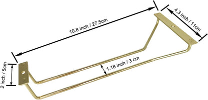 10.8 Inch Gold Wine Glass Rack, Under Cabinet Wine Glass Holder, Wine Glass Hangers Under Shelf