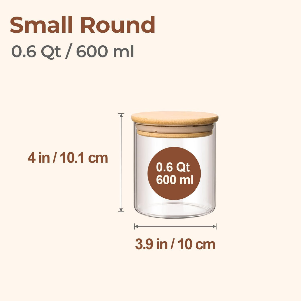 ComSaf Airtight Glass Food Storage Jars Set of 6, 0.6 Qt Clear Glass Food Storage Container with