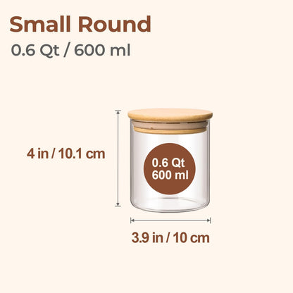 ComSaf Airtight Glass Food Storage Jars Set of 6, 0.6 Qt Clear Glass Food Storage Container with