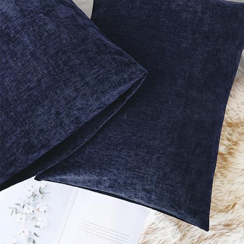 CaliTime Throw Pillow Covers Decorative 20 X 26 Inches Pack of 2 Cozy Chenille Standard Pillow