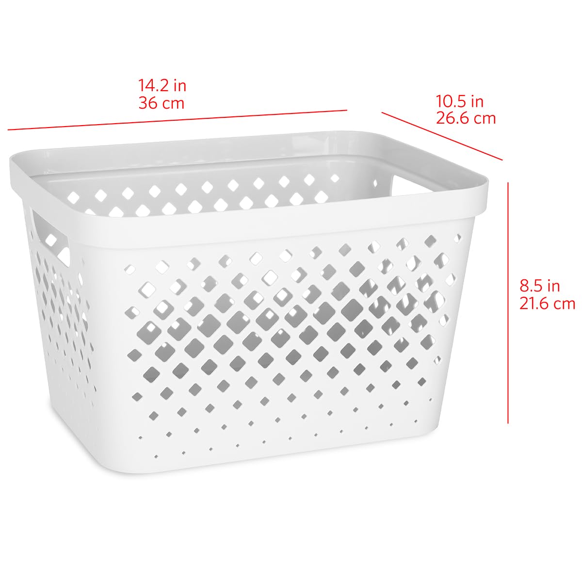 Glad Plastic Storage Basket Set, Value Pack of 6 | Open Storage Bins for Shelves, Bathroom, Pantry