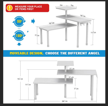 JayRex Bathroom Organizer Countertop Corner Shelf, 3 Tier Moveable Organizer for Make Up, Dresser