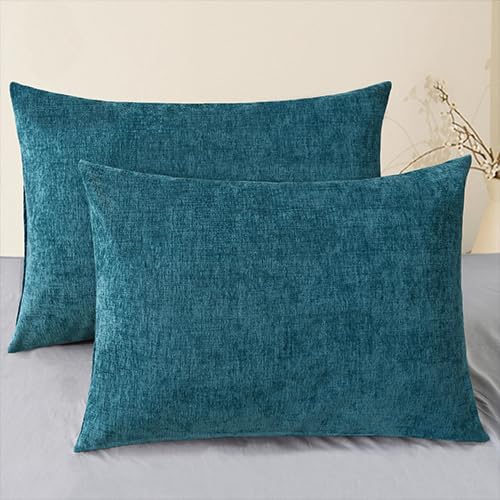 CaliTime Throw Pillow Covers Decorative 20 X 26 Inches Pack of 2 Cozy Chenille Standard Pillow