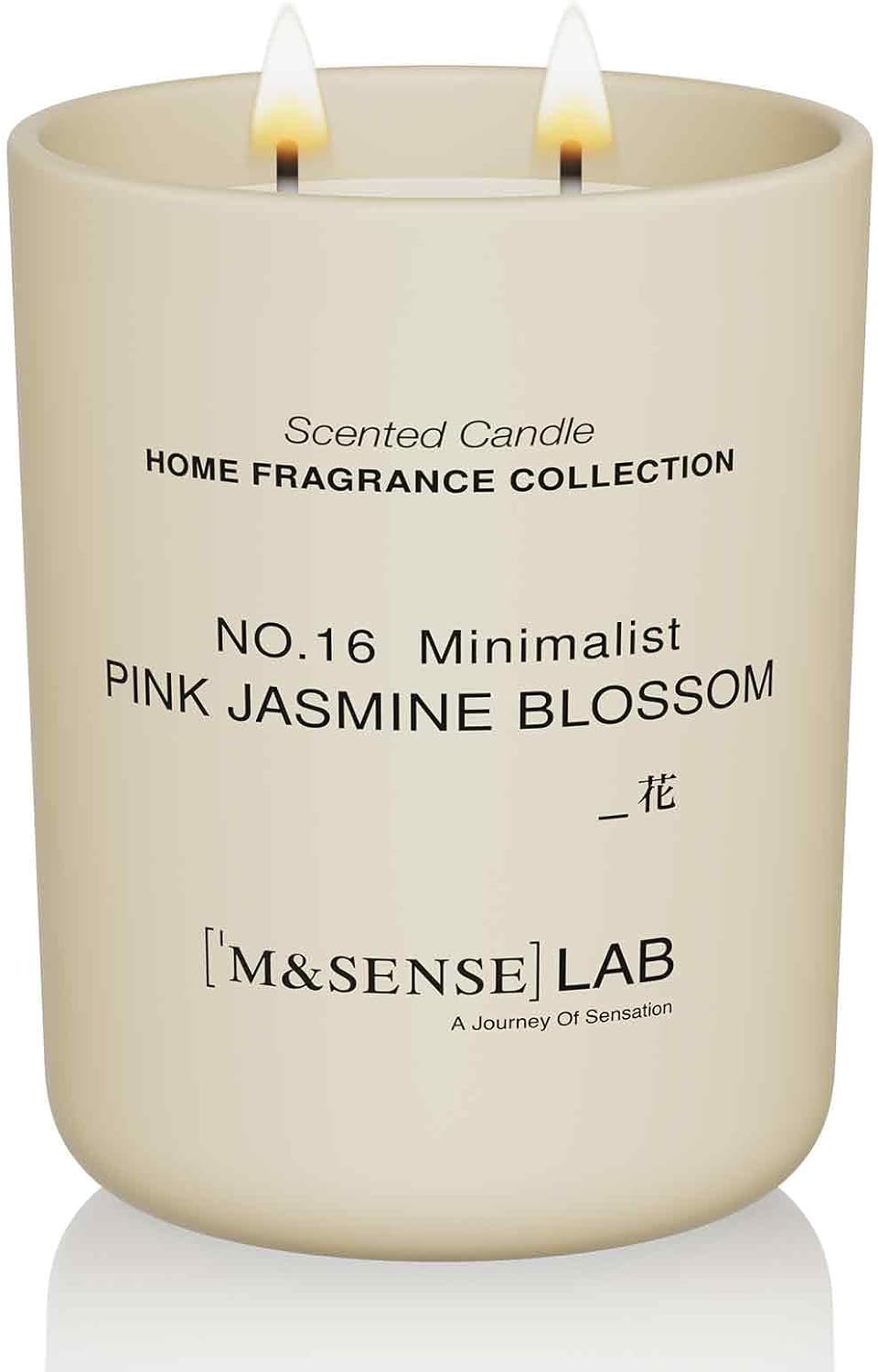 M&SENSE Natural Soy Candle| Pink Jasmine Blossom | 16.6 oz, 95H Burn | Minimalist Scented Candle