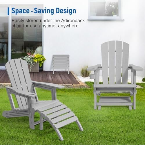 Adirondack Ottoman, All Weather Foot Rest for Adirondack Chair, HDPE Plastic Adirondack