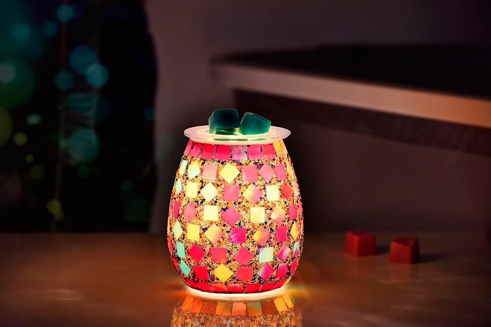 Dicimi Mosaic Glass Wax melt Warmer, Candle Wax Warmer, Electric Oil Burner,Wax Warmer for Scented