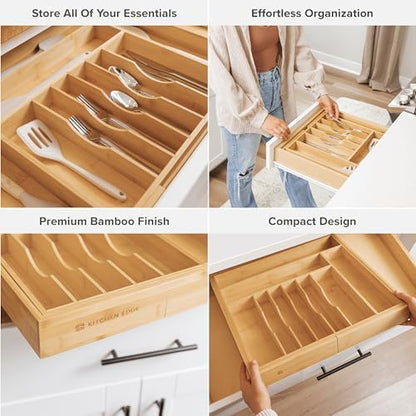 Premium Silverware, Flatware and Utensil Organizer for Kitchen Drawers, Food-Safe Contract Grade