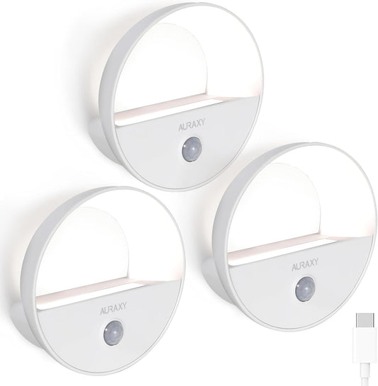 Rechargeable Motion Sensor Night Light, Battery Night Lights LED Cool White Magnetic Stick-on