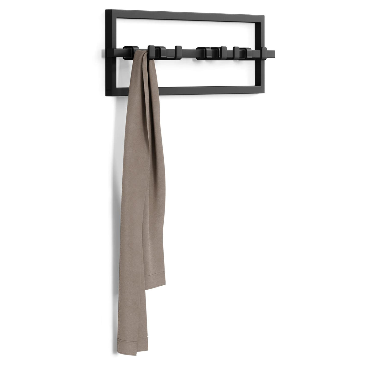 Umbra Cubiko Wall Hooks, Adjustable Steel Coat Rack, 5 Hook, Black