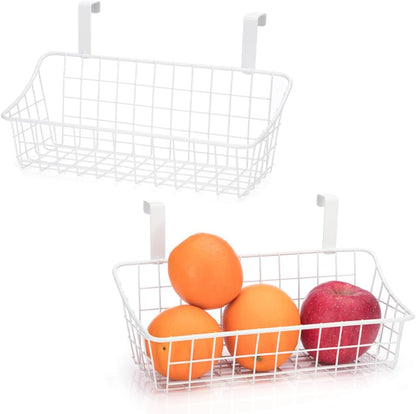 LeleCAT White Basket with hook Grid Storage Basket,Hang it behind a door or on a railing,Over the