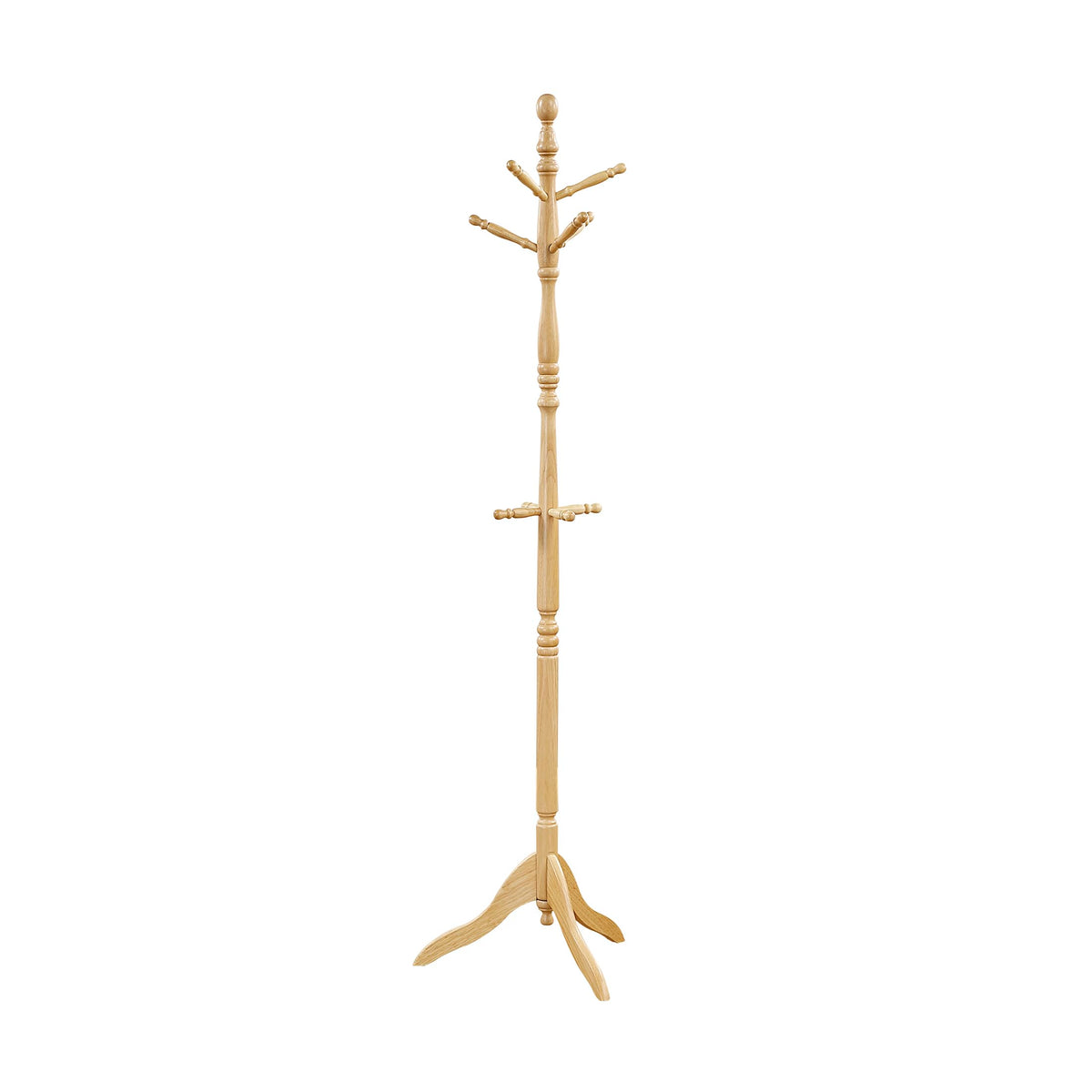 Lexicon Wooden Coat Rack Stand, 3-Tier, 10 Hanging Hooks, Natural