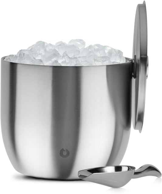 SNOWFOX XL Premium Vacuum Insulated Double Wall Stainless Steel Ice Bucket with Lid/Scoop, Bar