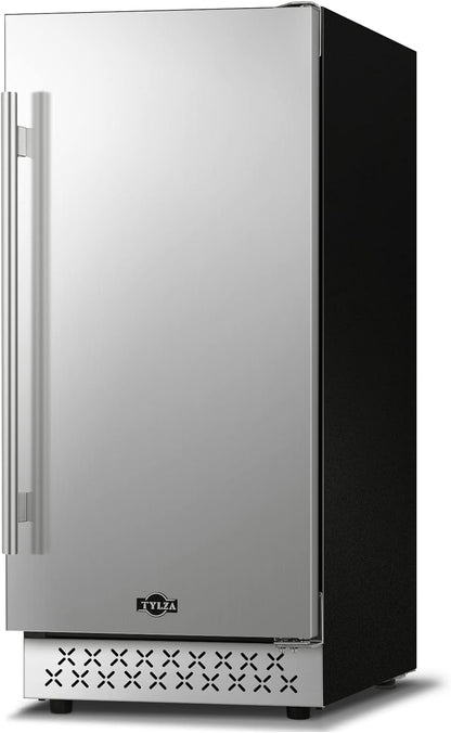 Tylza Beverage Refrigerator 15 Inch Wide, Mini Fridge Stainless Steel Under Counter Beverage