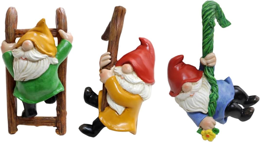 3 PCS Climbing Gnomes Tree Faces Decor Outdoor for Yard, Gnomes Statue, Outdoor Fairy Garden Resin