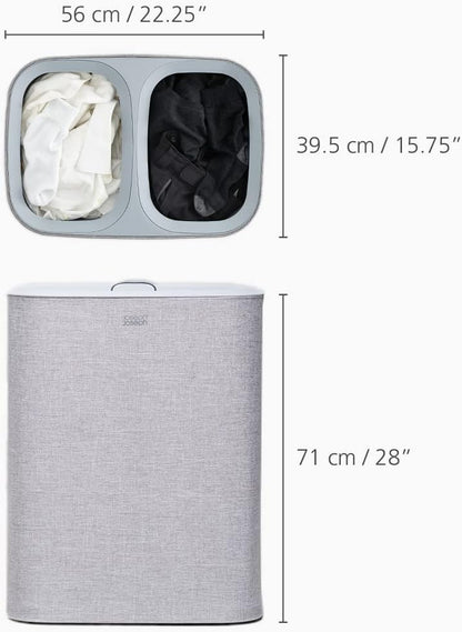Joseph Joseph Tota 90 liter/23.8 gallon Laundry Hamper Separation Basket with lid, 2 Removable