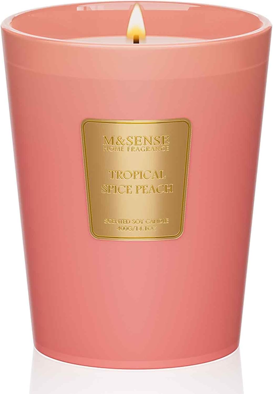 M&SENSE Tropical Spice Peach Scented Candle Home Decor, Natural Soy Wax,4.1oz 60 Hours Long Lasting