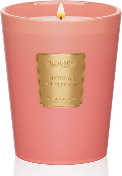 M&SENSE Tropical Spice Peach Scented Candle Home Decor, Natural Soy Wax,4.1oz 60 Hours Long Lasting
