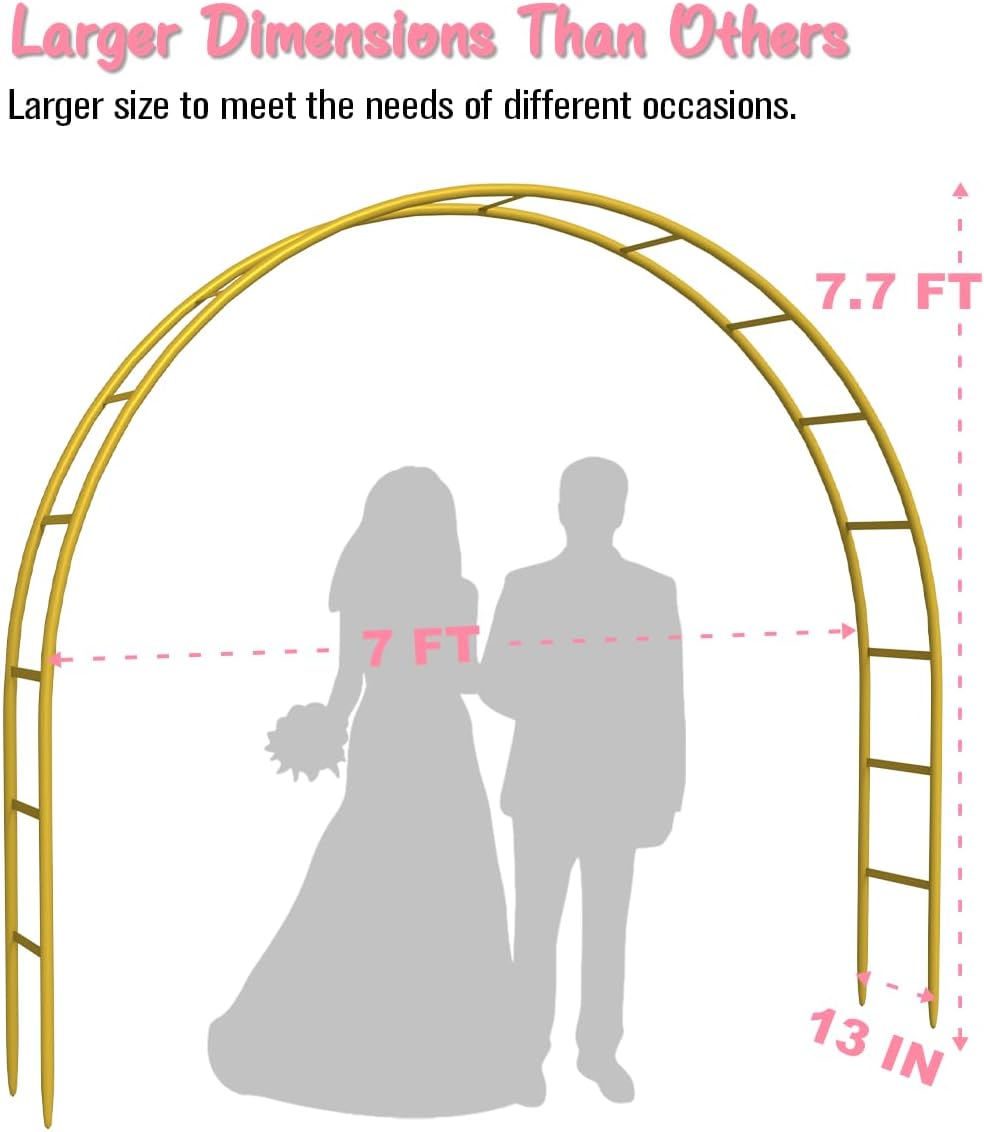 Queension Metal Arch Backdrop Stand 7Ft Wide 7.7Ft High, Wedding Arch Frame for Wedding