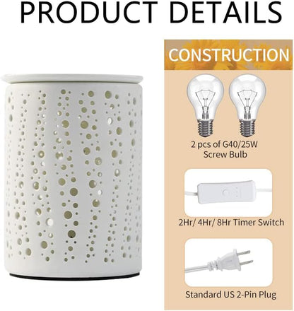 PALANCHY Wax Melt Warmer with Timer Electric Candle Wax Warmer Ceramic Oil Burner with 2/4/8 Hr
