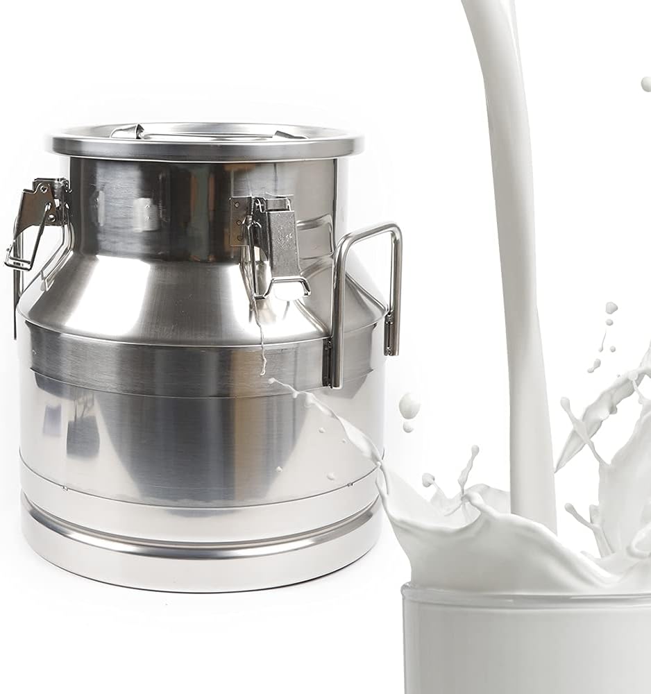 Stainless Steel Milk Can, 20 L/5.25 Gallon Heavy Duty Airtight Storage Canister Milk Bucket with