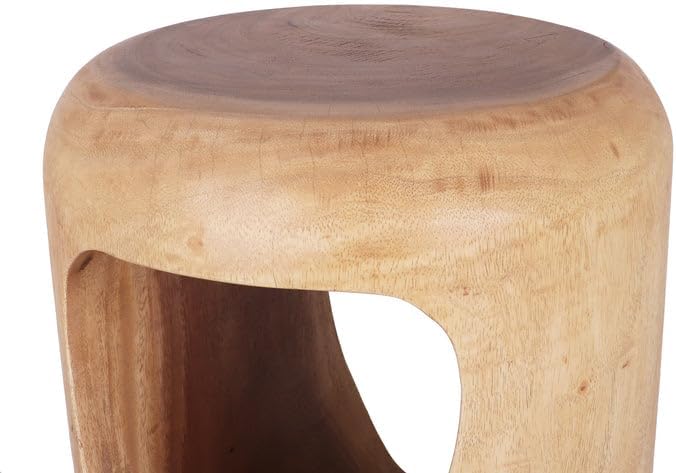 Rutledge & King Naples Wood End Table - Small Round Side Table - Suar Wood Side Table - Round