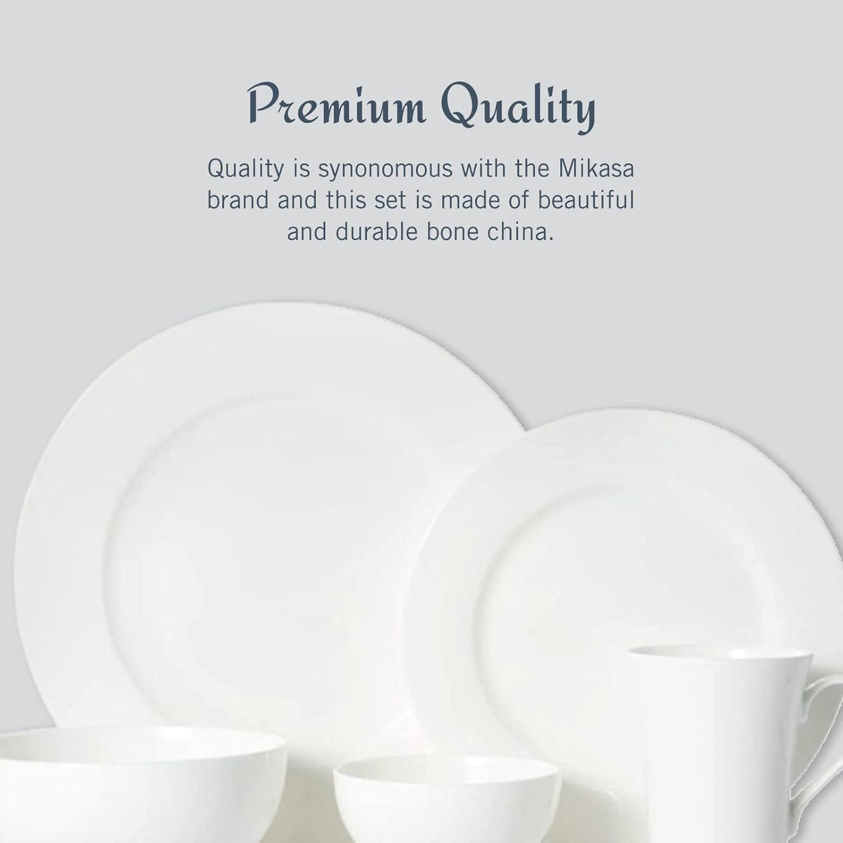 Mikasa Delray 40-Piece White Dinnerware Set, Service for 8, Durable Porcelain Plates, Bowls, and