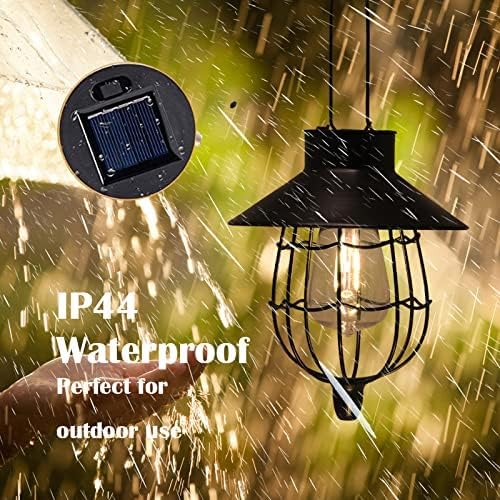 YAKii 2 Pack Solar Lantern Hanging Waterproof Outdoor Metal Solar Lamp with Warm White Light