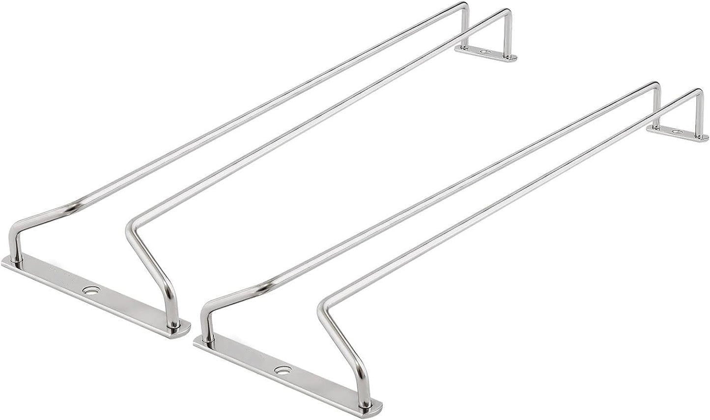 Soro Essentials- 16" Glass Hanging Stemware Rack Chrome Plated Set of 2- Wine Glass Hangers Under