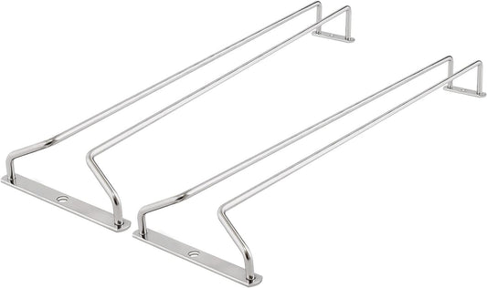 Soro Essentials- 16" Glass Hanging Stemware Rack Chrome Plated Set of 2- Wine Glass Hangers Under