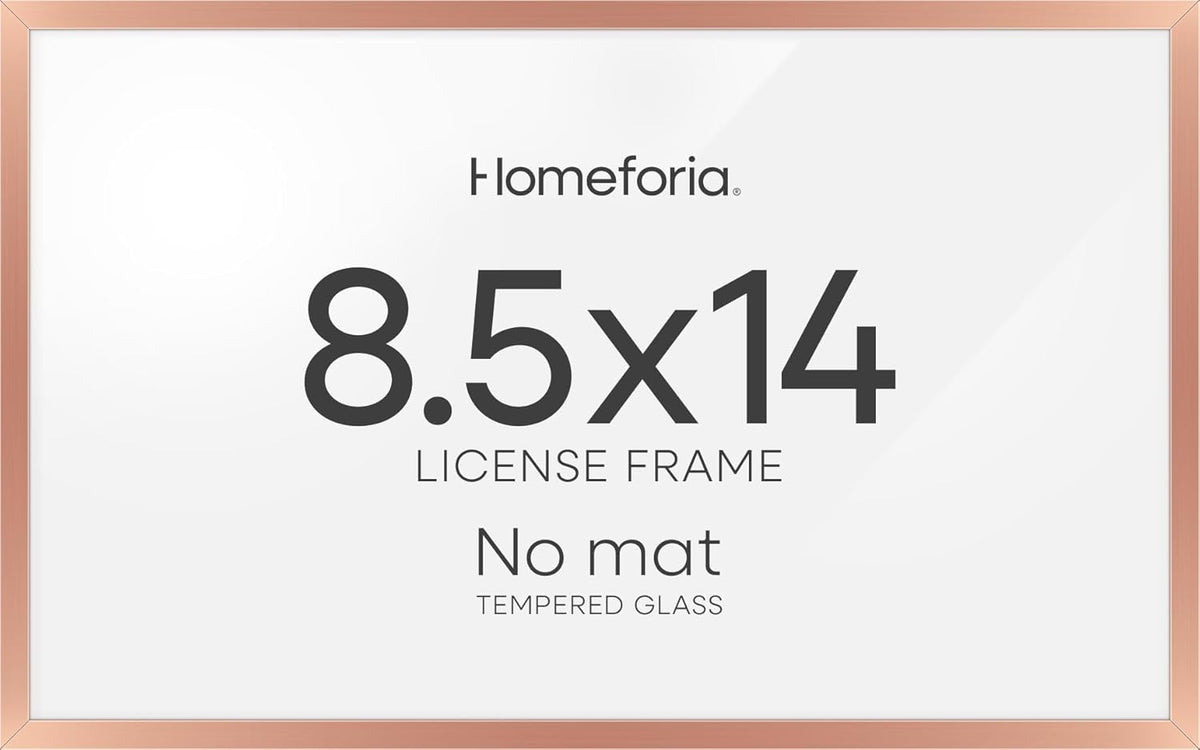 Homeforia 8.5x14 Marriage License Frame, High End Metal 8.5 x 14 Rose Gold Marriage Certificate