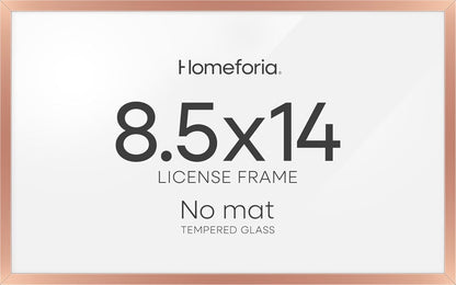 Homeforia 8.5x14 Marriage License Frame, High End Metal 8.5 x 14 Rose Gold Marriage Certificate