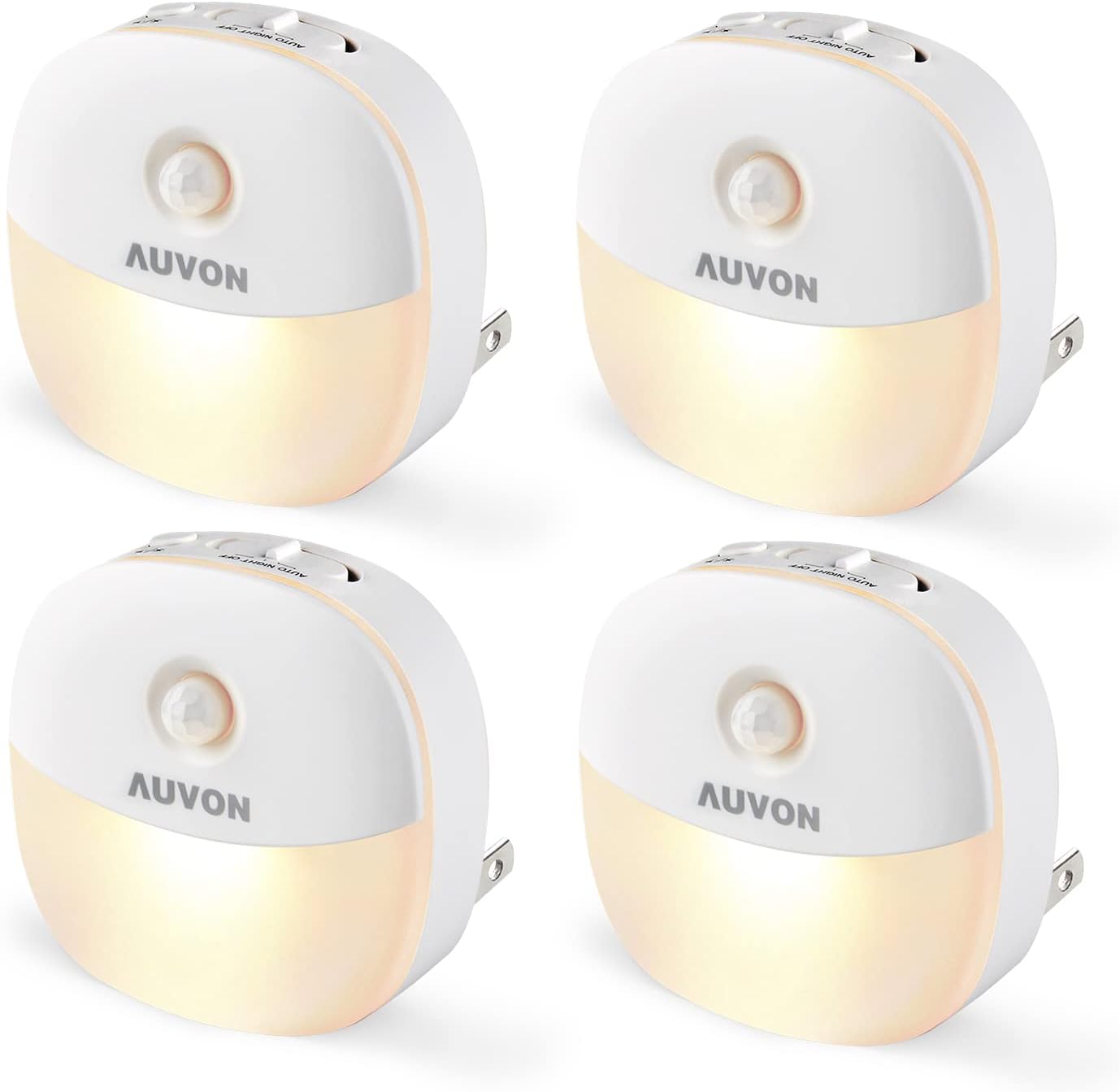 AUVON Plug in Night Light with Motion Sensor and Dusk to Dawn Sensor, Mini Warm White LED