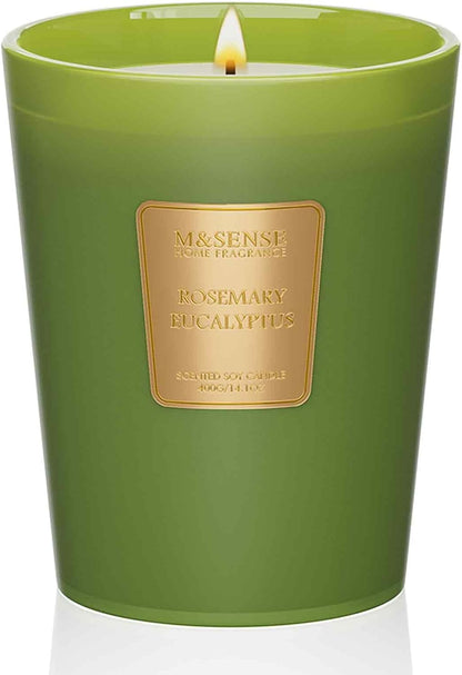 M&SENSE Rosemary Eucalyptus Scented Candle Home Decor, Natural Soy Wax,4.1oz 60 Hours Long Lasting