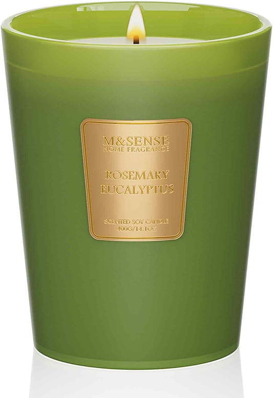 M&SENSE Rosemary Eucalyptus Scented Candle Home Decor, Natural Soy Wax,4.1oz 60 Hours Long Lasting