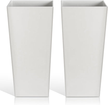 Tall Planters for Outdoor Plants, Large Resin Flower Pots for Garden, Front Porch, Patio, Indoor