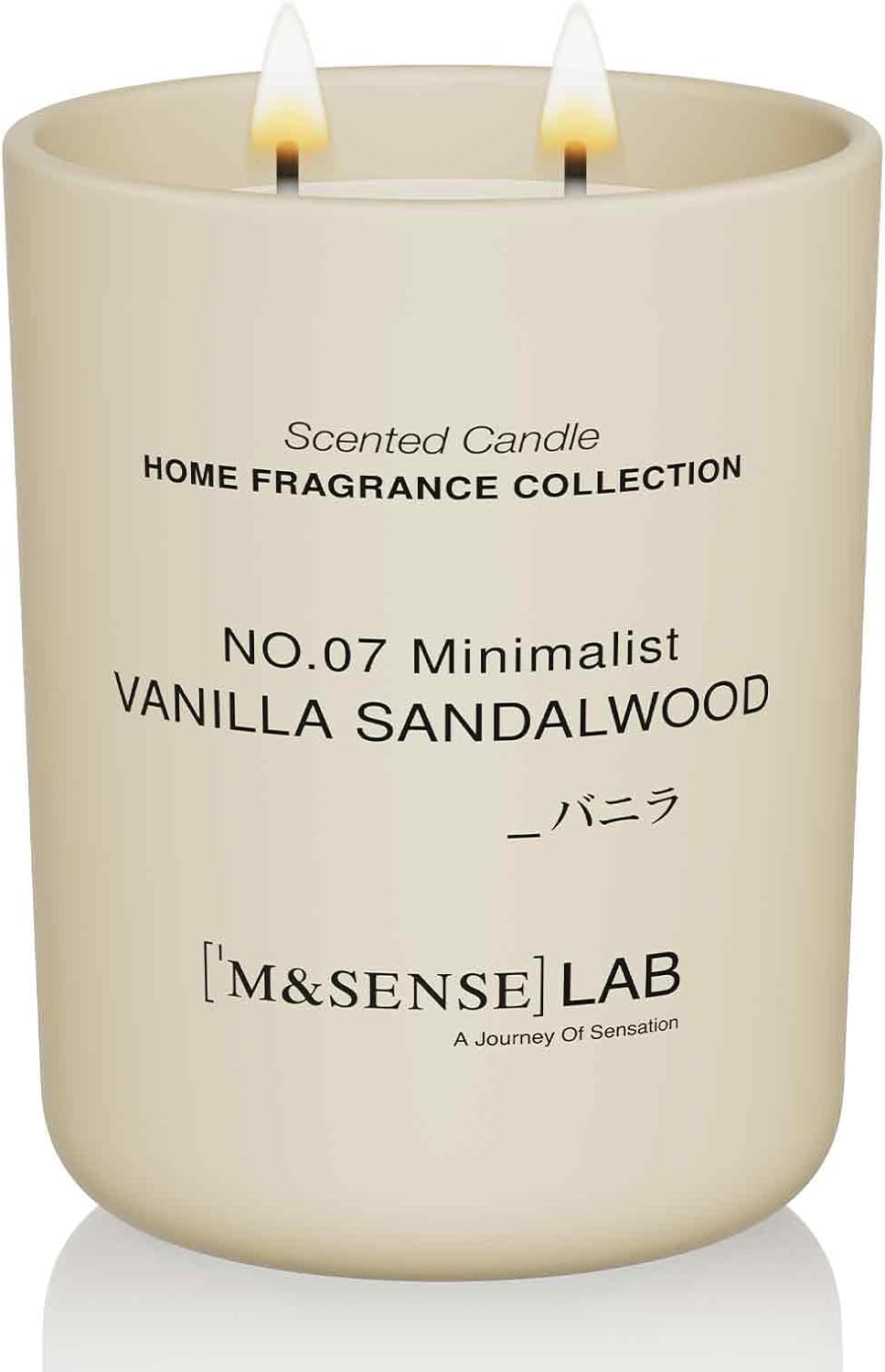 M&SENSE Natural Soy Candle| Vanilla Sandalwood | 16.6 oz, 95H Burn | Minimalist Scented Candle for