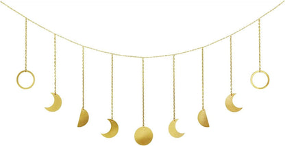 Mkono Moon Phase Wall Hanging Boho Aesthetic Room Decor Metal Moons Garland Hanging Art Bohemian