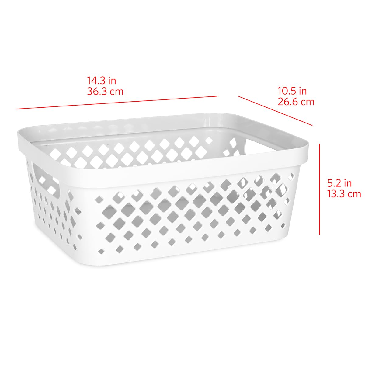 Glad Plastic Storage Basket Set, Value Pack of 6 | Open Storage Bins for Shelves, Bathroom, Pantry