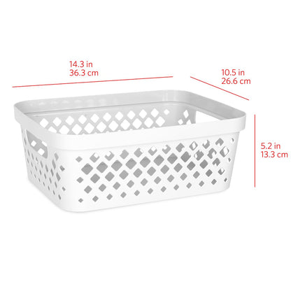 Glad Plastic Storage Basket Set, Value Pack of 6 | Open Storage Bins for Shelves, Bathroom, Pantry