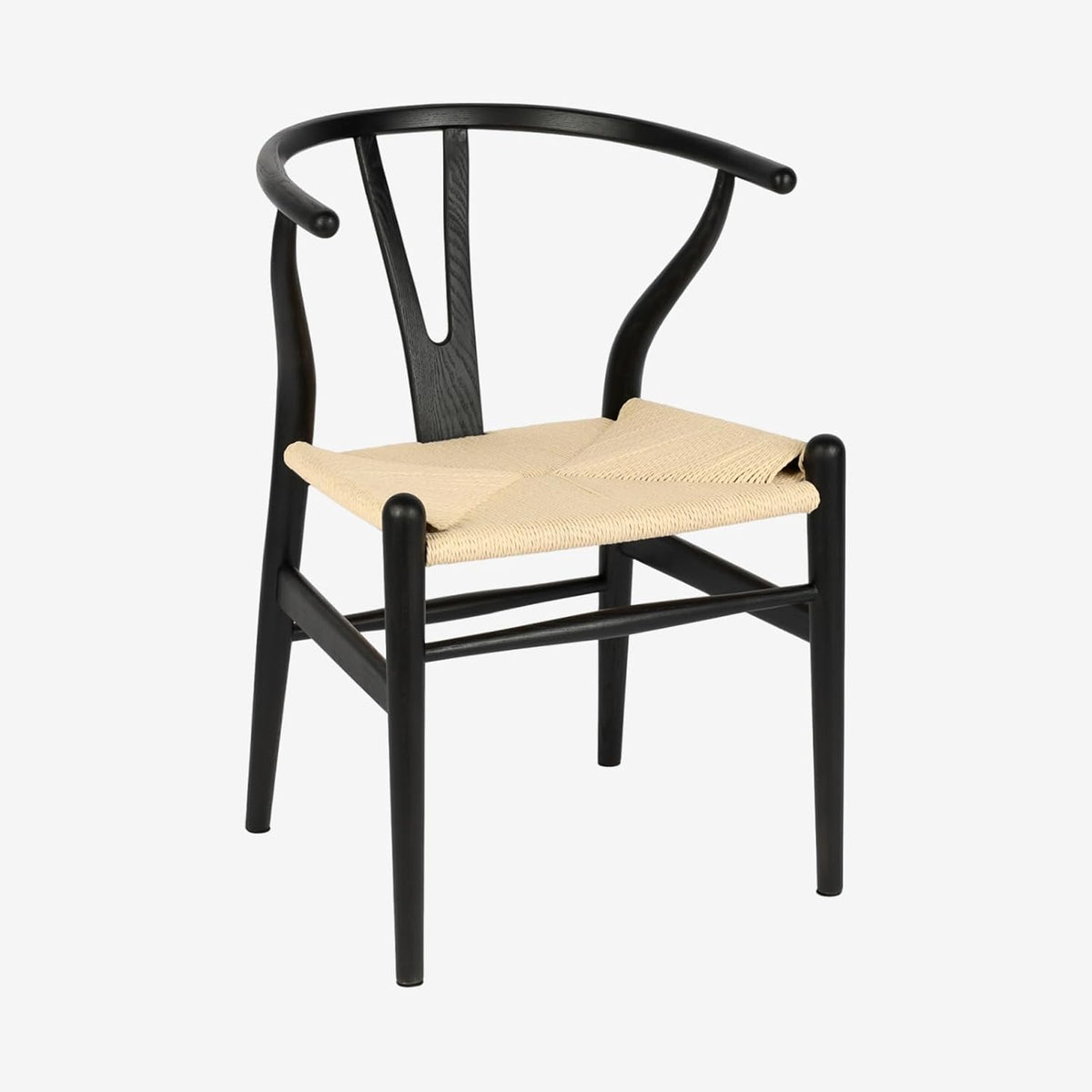 Wishbone Chair Natural Solid Wood Dining Chair/Hans Wegner Y Chair Rattan and Wood Accent Armrest