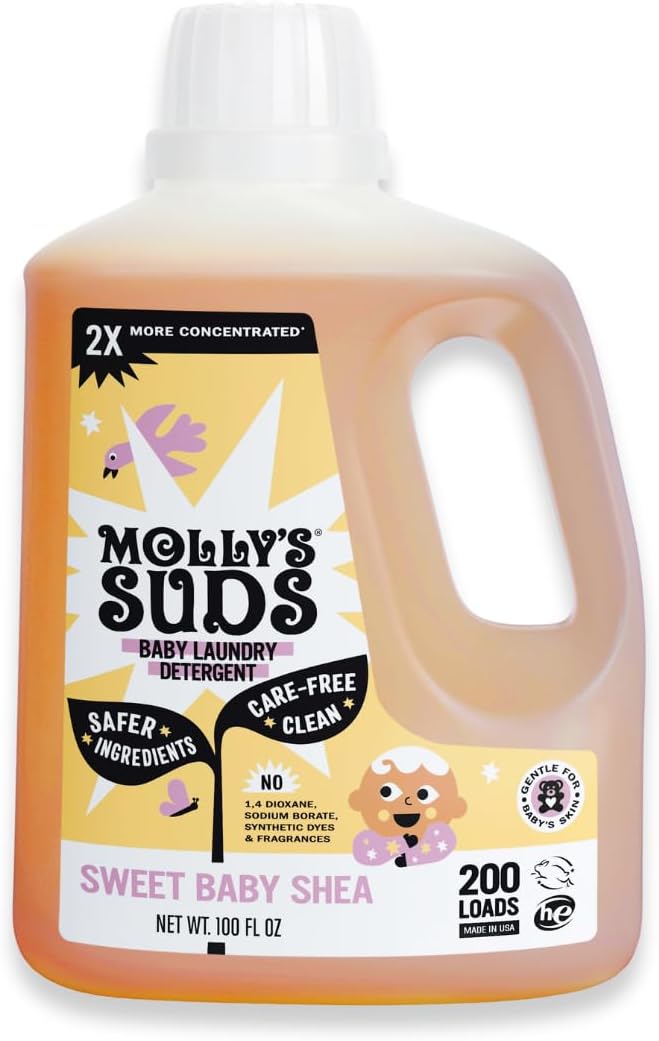Molly's Suds Baby Liquid Laundry Detergent | Removes Formula, Poop & Spit-Up Stains | Extra Gentle