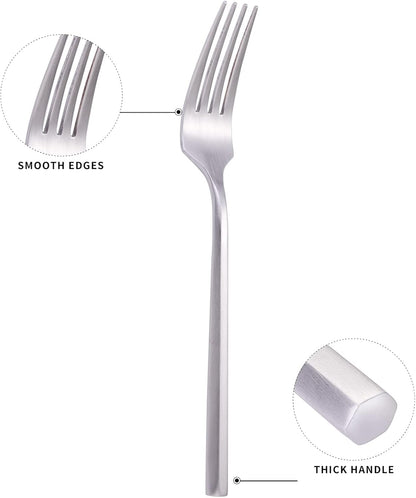 Matte Silverware Set Silver Flatware Set with Hexagon Handle 20 Pieces 18/0 Stainless Steel Cutlery