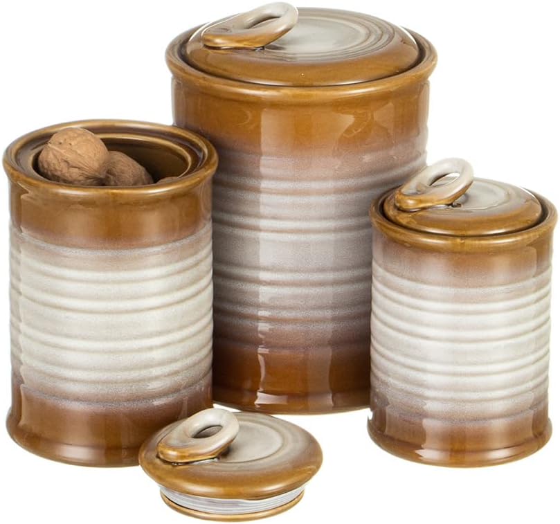Nihow Ceramic Food Storage Jar Sets: Container with Air Tight Ceramic Lid for