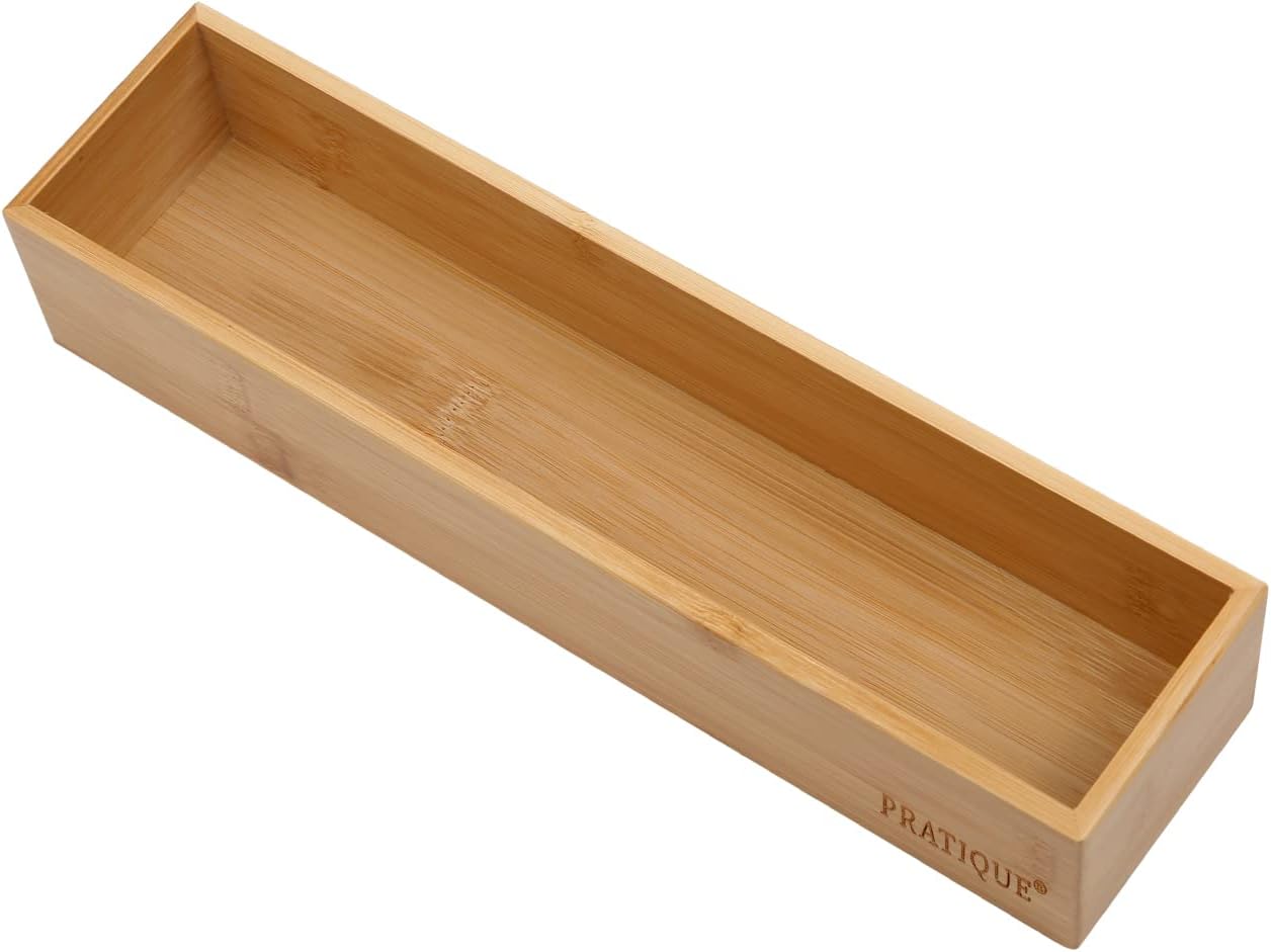 Bamboo Drawer Organizer - Kitchen Utensil Organizer Silverware Tray Cutlery Holder，Office Desk