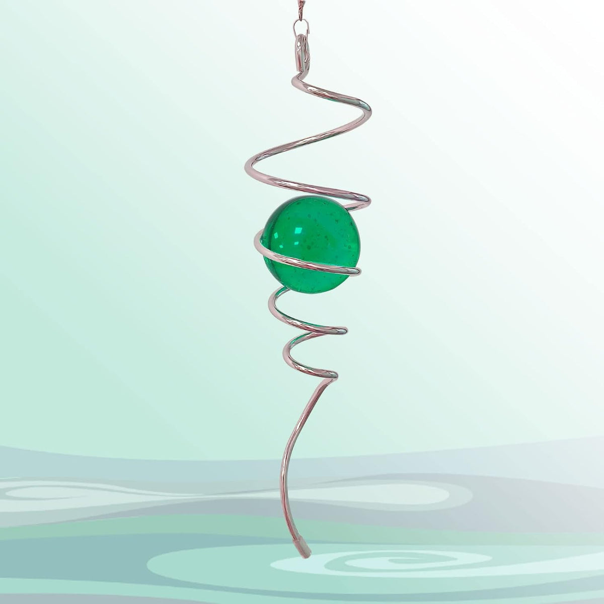 Wind Spinner Tail Gazing Ball Spiral Decorative Wind Spinner Sun Catcher 11inch Tail and 2 inch