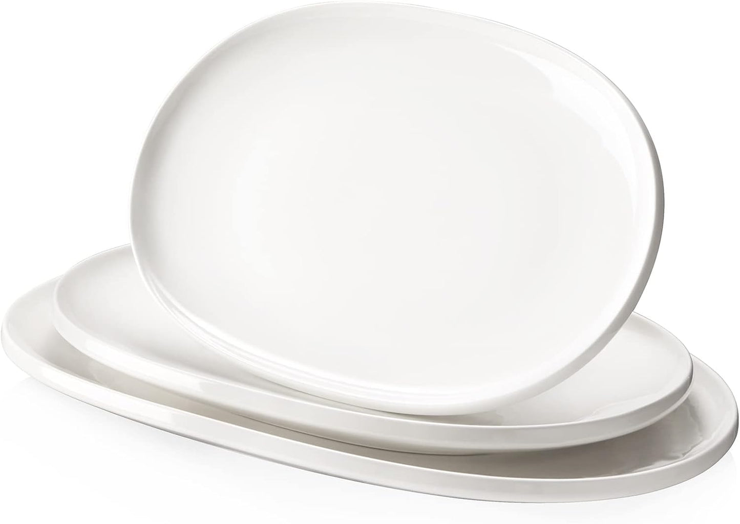 DOWAN Large Serving Platter, 16"/14"/12" Porcelain Platters for Entertaining Wedding Party, White