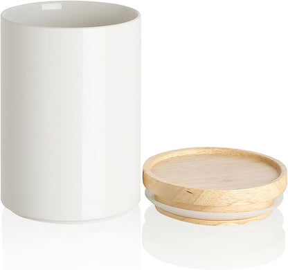 Sweejar Kitchen Canisters Ceramic Food Storage Jar, Stackable Containers with Airtight Seal Wooden