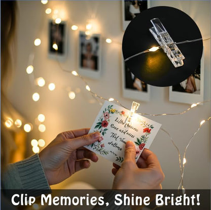 SUDDUS 16ft 50LED Fairy Lights with 22 Clips, Battery/USB Operated Photo Twinkle Lights with Remote